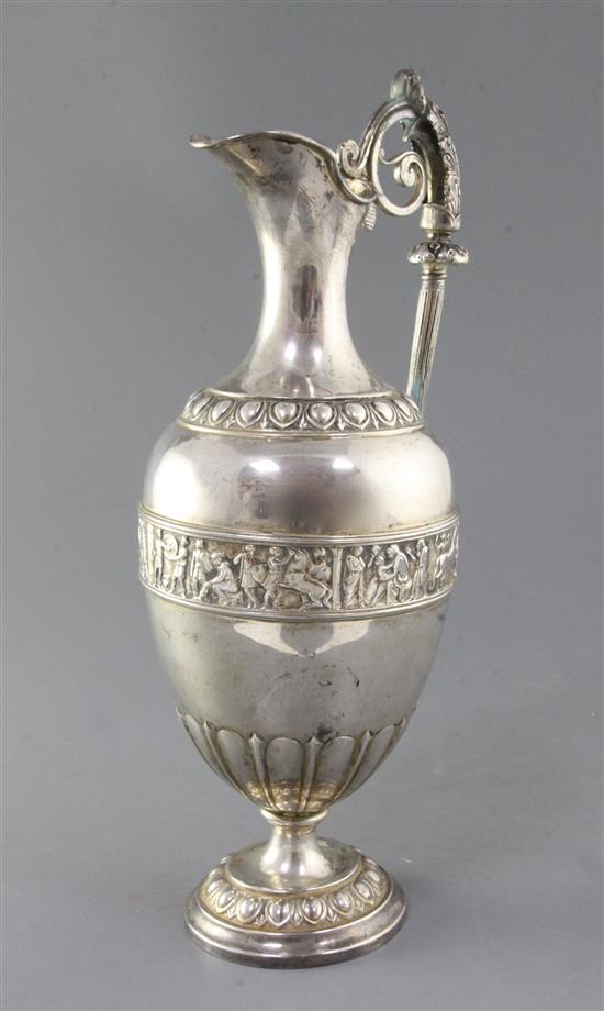 A Victorian silver ewer by Frederick Elkington, 27 oz.